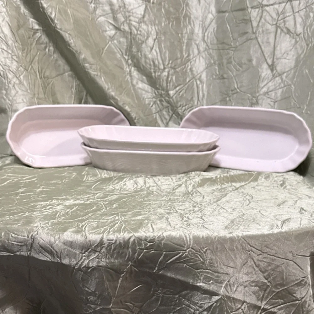 Temptations White Oval Ceramic Platter Glossy Art Pottery